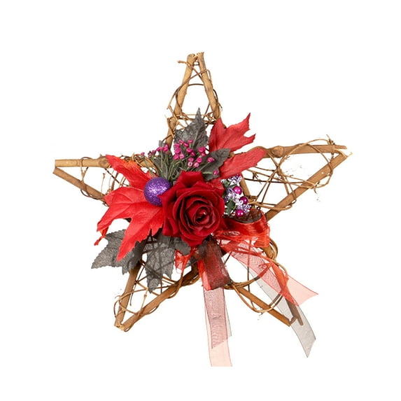 Lighted Fall Wreaths for Front Door- Pentagram Fall Door Wreath with Maple Leaves & Pumpkins, Autumn Wreaths with Lights for Thanksgiving Halloween Home Decoration