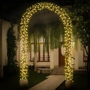 Lighted Garden Arch Metal Wedding Arbor with 832 LED Starburst Firework Lights for Various Climbing Plant Christmas Party Yard Outdoor Decoration Warm White