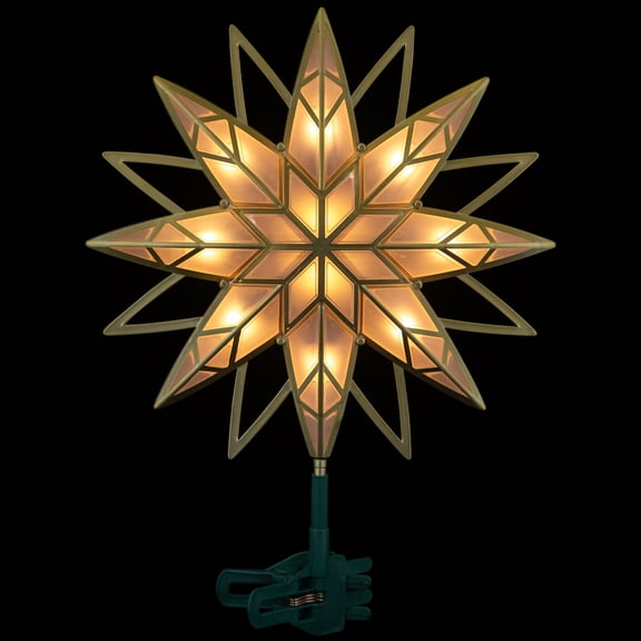 Northlight Lighted Geometric Frosted Star Christmas Tree Topper - 12.5" - Gold