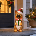 thumbnail image 1 of Lighted German Shepherd Blow Mold Christmas Decoration, 7.87 Inch Dog Figurine with Santa Hat Scarf and Gift Box, Vintage Christmas Dog Decor for Mantel Shelf Tabletop, 1 of 4