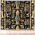 thumbnail image 1 of Decorative Boho Ethnic Large Tapestry Egyptian Hieroglyphs Geometric Shapes Columbian Minoran Tapestry Aesthetic - Moss Bassrelief Dorm Tapestry for House Bedroom Home Dorm College - 51x59in, 1 of 6