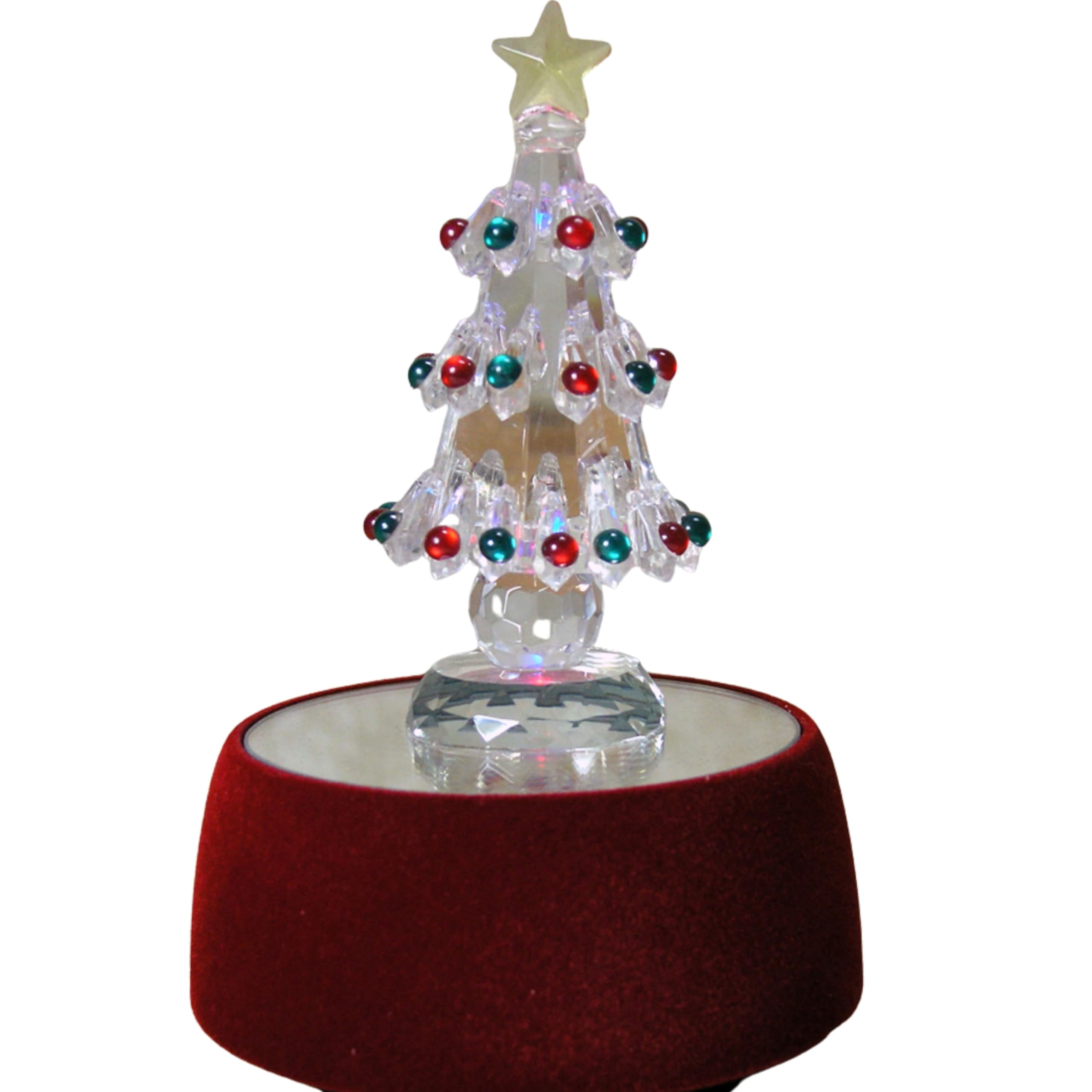 Lighted Glass Christmas Tree Musical Tabletop Decoration, Rotating Base ...