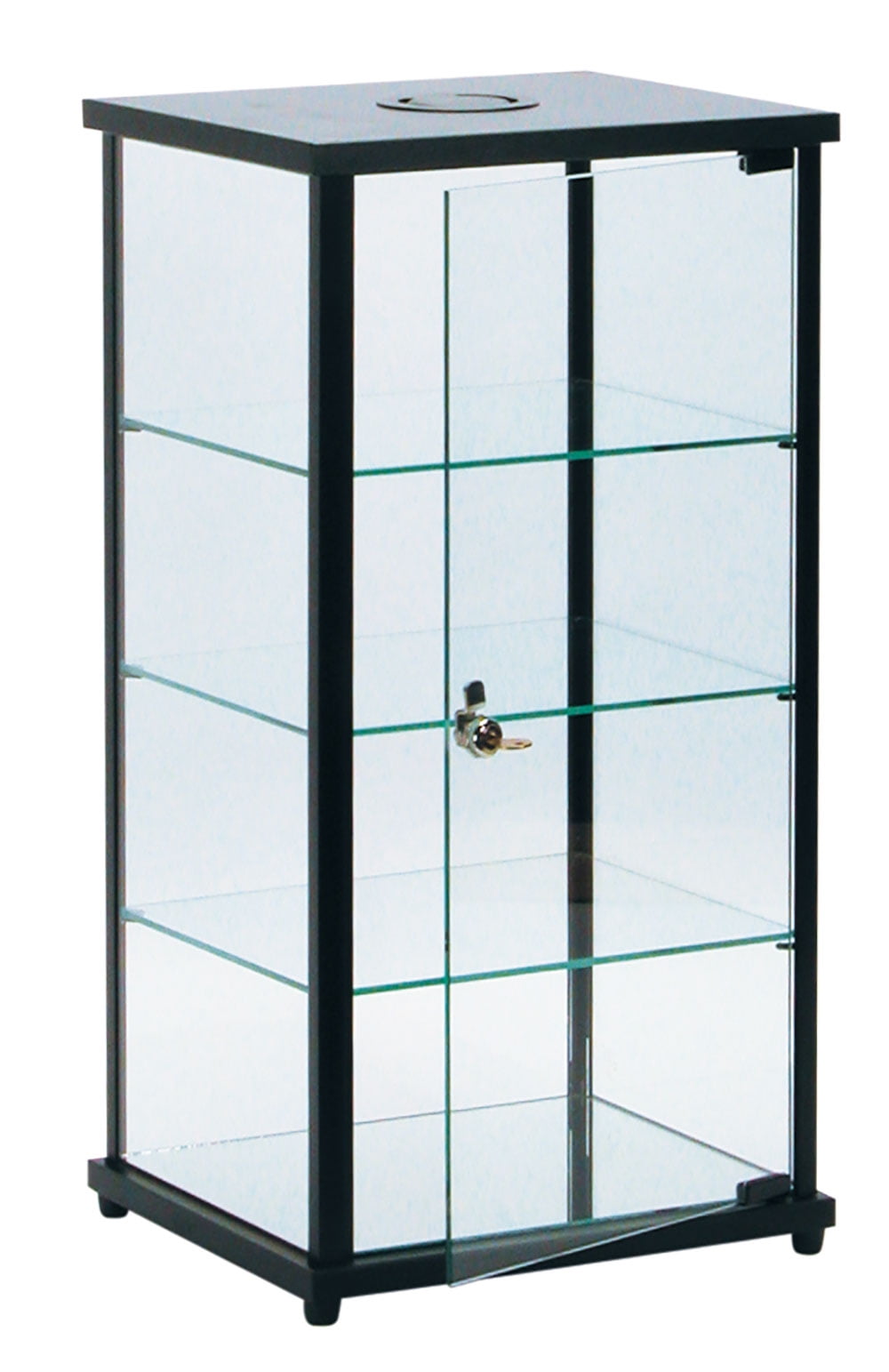 Vertical Glass Display Case with Anodized Aluminum Frame ~ 14 x 12 x 27