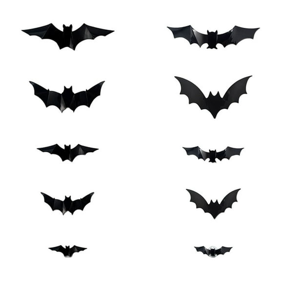 Lighted Halloween Bat Wall Stickers - 3D Glow in The Dark Bats Decor for Windows, Bedroom & Outdoor Halloween Party Displays