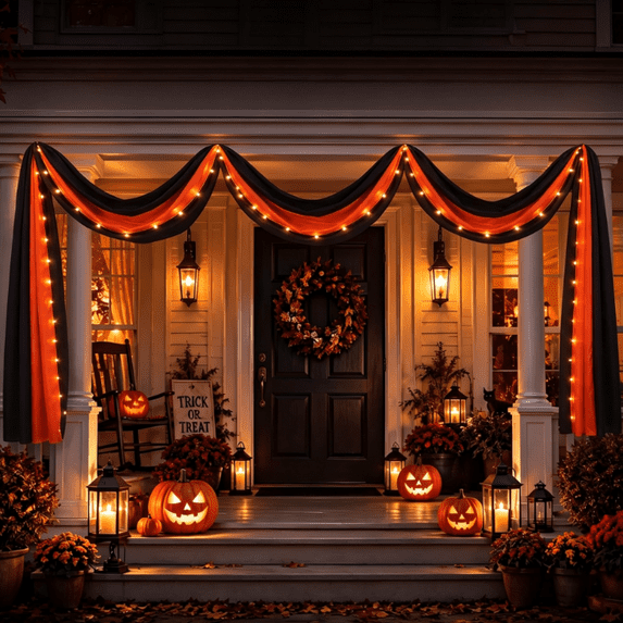 Lighted Halloween Flag Bunting, 25 ft Black Orange LED Outdoor Banner for Porch, Garden, Fence, and Yard Decor
