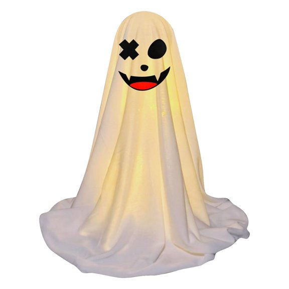 Lighted Halloween Ghost Decorations Outdoor - Spooky Standing Ghosts for Porch & Yard - Halloween Decor Kit with LED Illumination for Haunted House Displays