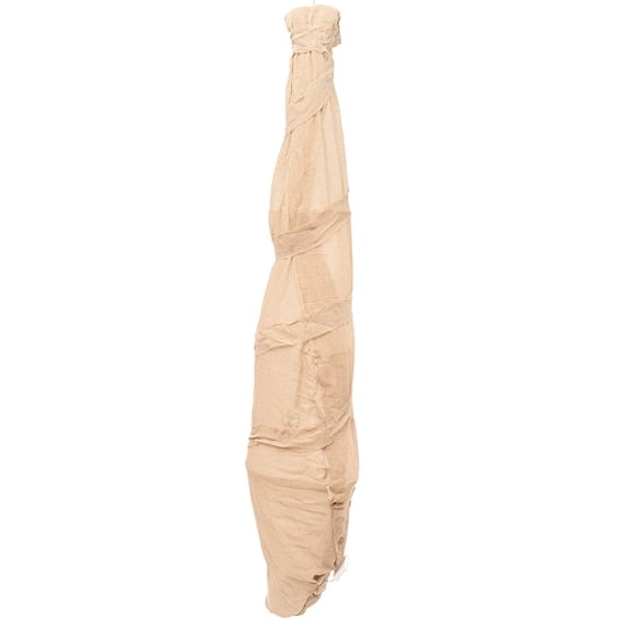 Lighted Halloween Mummy Suspended Decoration Featuring Motorized Moving Action, Gauze Wrapped Body, Seasonal Accent Piece for Living Room Corner Party Scene