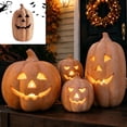 thumbnail image 1 of Lighted Halloween Pumpkin Decor Jack O Lantern, Handmade Resin Pumpkin with Battery Flameless Candle, Autumn Fall Decoration for Front Porch, Tabletop Centerpiece and Home, 1 of 8