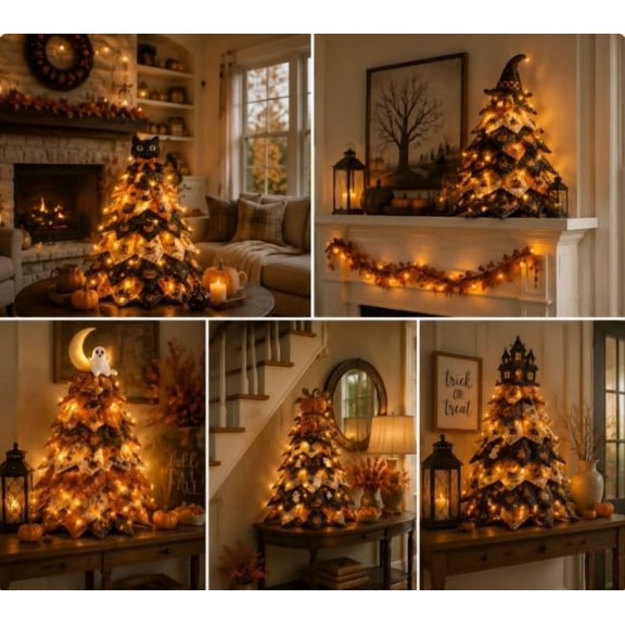 Lighted Halloween Quilted Fabric Tree,Cozy Handmade Glow Decoration,Witch Hat Halloween Quilt Tree Kit DIY Potion Bottle Fabric Pattern for Mantel Decor