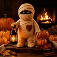 thumbnail image 1 of Lighted Halloween Resin Figurines, Cute Ghost Skeleton Mummy and Pumpkin Tabletop Centerpiece, Indoor Decoration for Home Mantel Shelf Desk and Spooky Party Display, A, 1 of 5