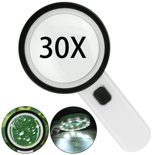 30X Handheld Magnifying Glass, EEEkit 12 LEDs Illuminated Magnifier, High  Power Handheld Lighted Magnifier, Large Double Glass Lens Acrylic  Magnifiers
