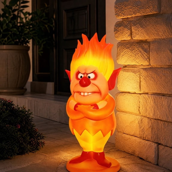 Lighted Heat Miser Blow Mold, 11.81 Inch Light‑Up Christmas Character Figurine, Weather‑Resistant Outdoor Porch Greeter for Yard Lawn Holiday Home Decor