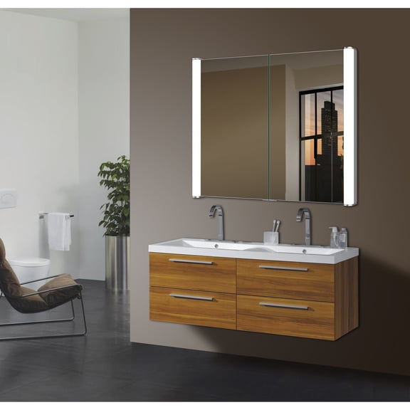 Lighted Impressions Ace Silver Glass LED Mirror Cabinet