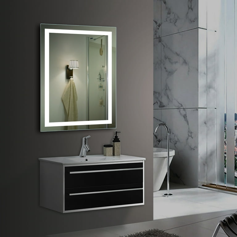 Vero 19.7 in. W x 27.5 in. H Lighted Impressions Frameless LED Wall Mirror in Aluminum Vero 19.7 in. W x 27.5 in. H Lighted Impressions Frameless LED Wall Mirror in Aluminum