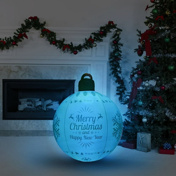 Lighted Inflatable Christmas Balls Outdoor - Large Blow Up Xmas Balls Yard Ornaments Waterproof, Holiday Inflatable Balls Yard Decorations
