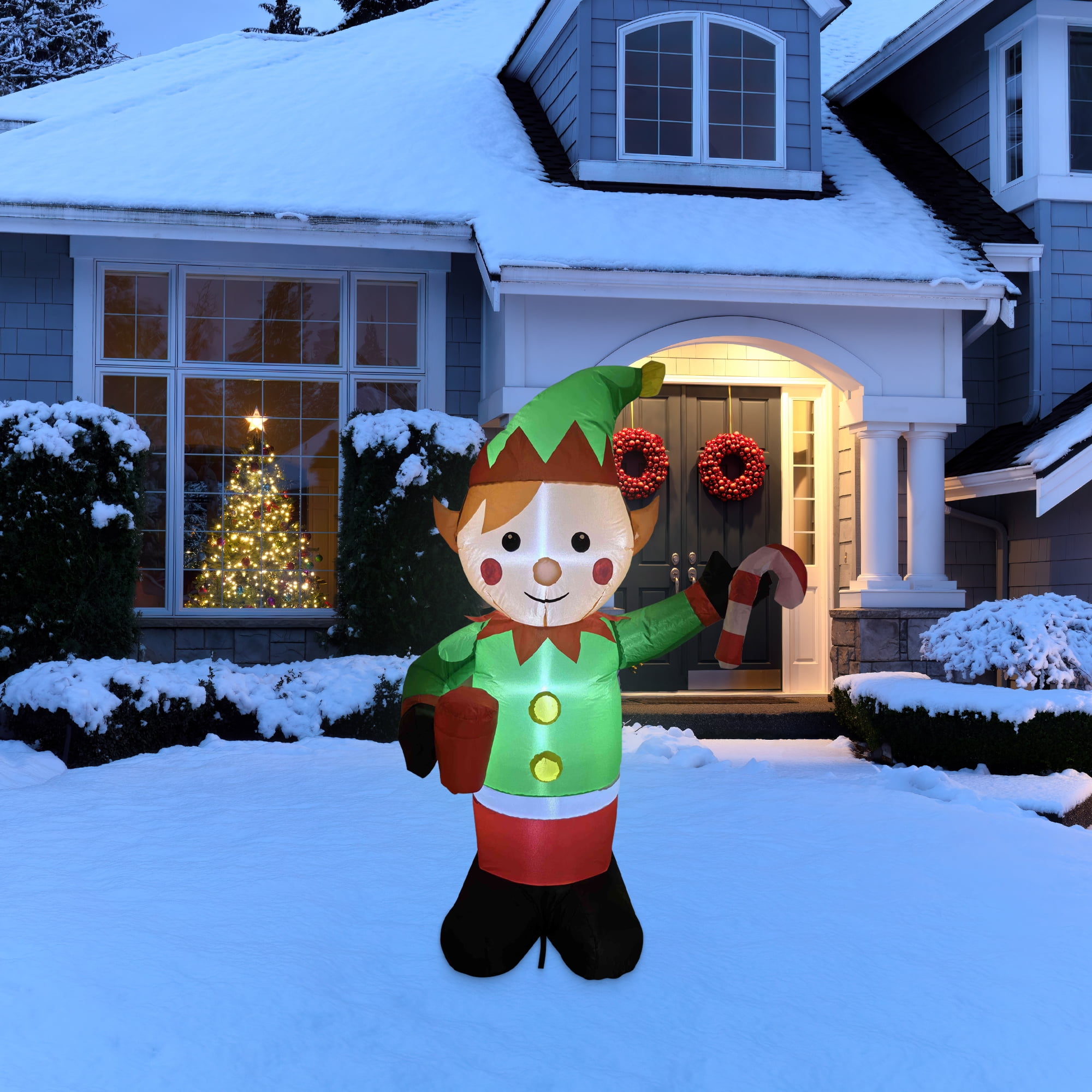 Northlight Lighted Inflatable Elf Outdoor Christmas Decoration - 4.25'
