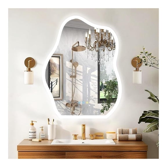 Lighted LED Bathroom Mirror: 31.5x24 Cloud Shape Wall Mounted Vanity Mirror with Bright Back Lit - Smart Dimmable Mirror Anti Fog with Touch for Bedroom Living Room