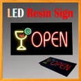 thumbnail image 1 of Lighted LED Resin Window Sign Bar Cocktail OPEN Non Neon Display 17" x 9" Oval, 1 of 2