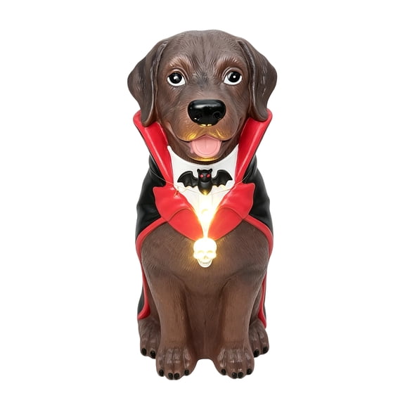Lighted Labrador Vampire Halloween Dog Blow Mold, Cute Puppy Statue with LED Glow, Outdoor Yard Porch Indoor Tabletop Halloween Ornament, Pet Lover Holiday Gift