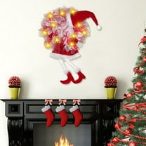 Lighted Long Leg Elf Christmas Wreath - Battery Operated LED Elf Legs Decoration, Funny Holiday Ornament for Front Door Wall Window Festive Decor