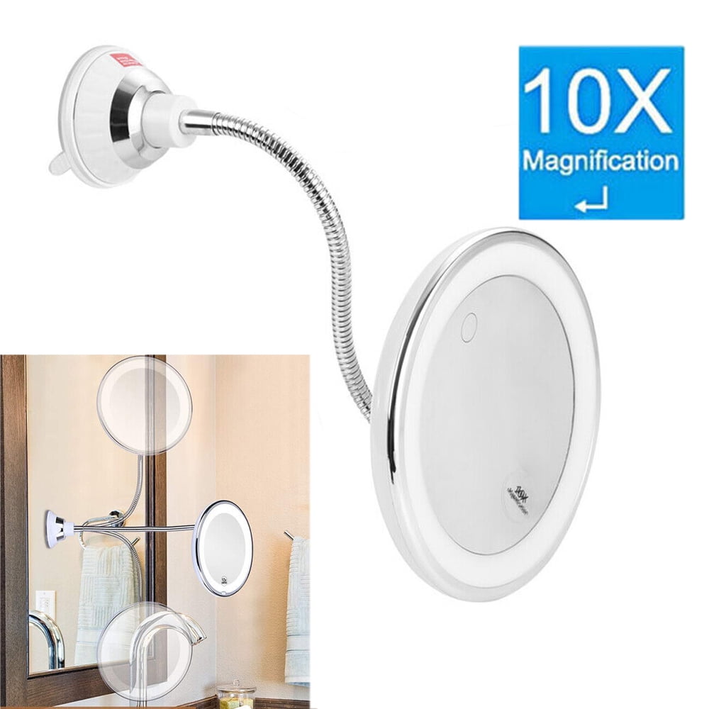 Lighted Makeup Mirror, 10X Magnifying Makeup Mirror with Suction Cups