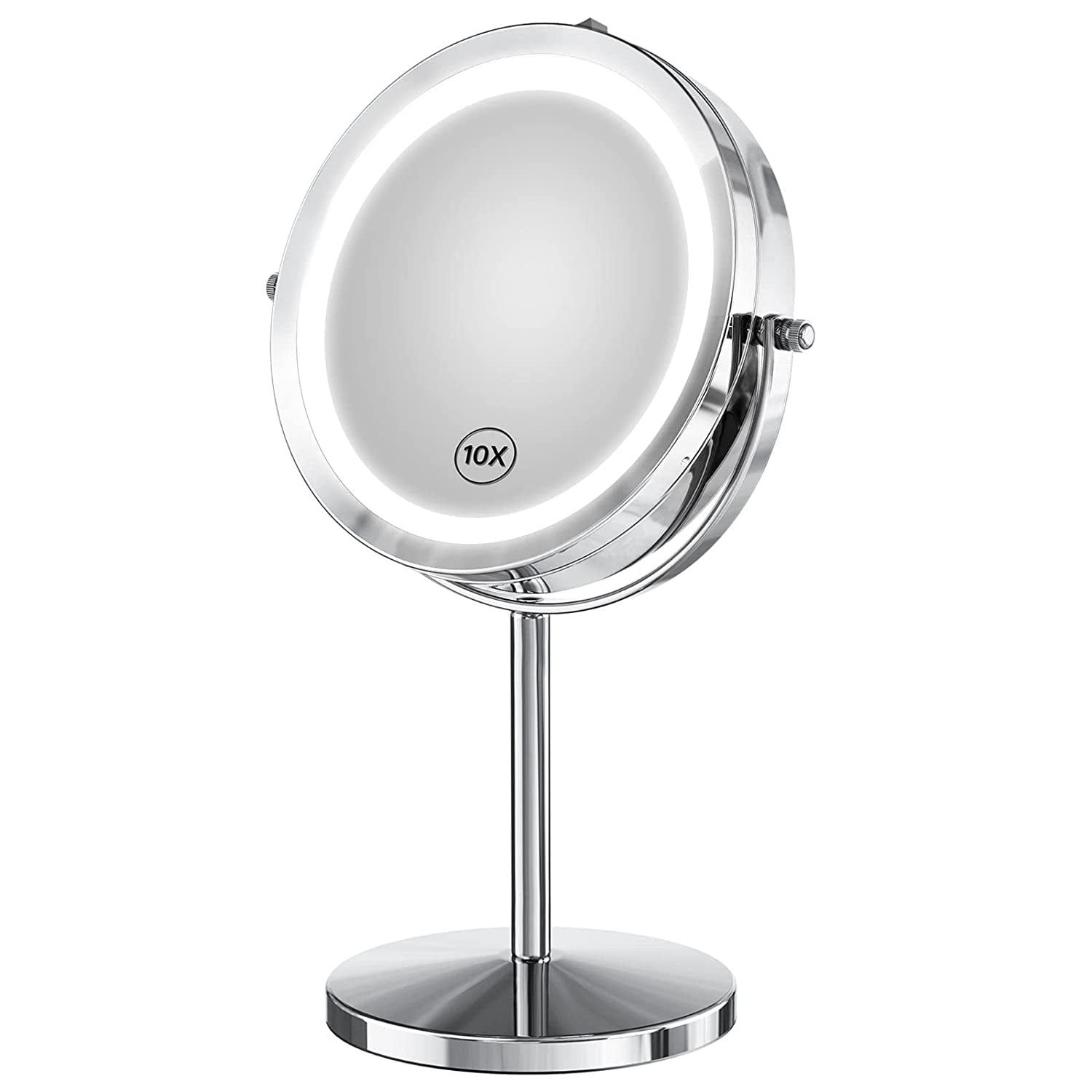 "Lighted Makeup Mirror, 10x Magnifying Double Sided LED Vanity Mirror with Lights and