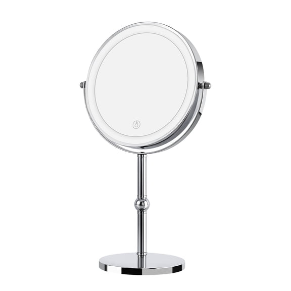 Lighted Makeup Mirror, 2000 mAh Rechargeable Double Sided Magnifying Vanity Mirror with 3 Colors, 1x/10x, 360 Rotation , Brightness Adjustable Magnification Cosmetic Light up Mirror, Women Gift