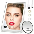 Lighted Makeup Mirror with 60 LED Lights, Travel Portable Folding Makeup Vanity Mirror with 15X