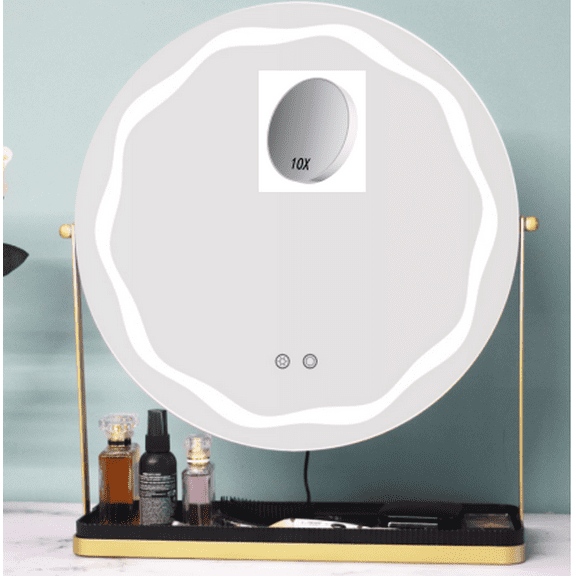 Lighted Makeup Mirror,LED Vanity Mirror,10X Magnification,Dual Touch Button