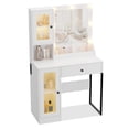 thumbnail image 1 of Lighted Makeup Vanity Set with Mirror - 41 Inch Dressing Table with Drawers, Glass Cabinets, Power Outlet & Adjustable LED Lights for Women Girls Bedroom, White, 1 of 5