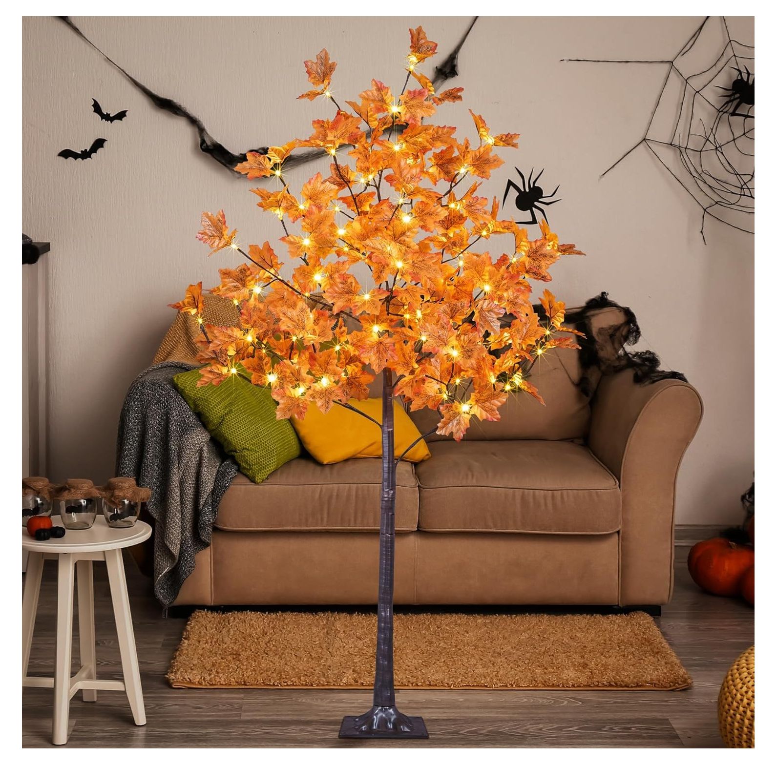 Lighted Maple Tree 5FT 96 LED Artificial Fall Tree for Decoration