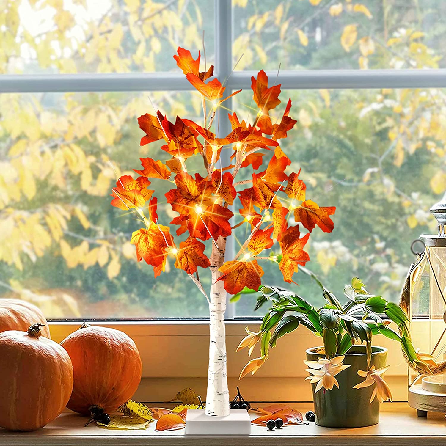 Lighted Maple Tree with Warm White LED Lights, Perfect for Christmas