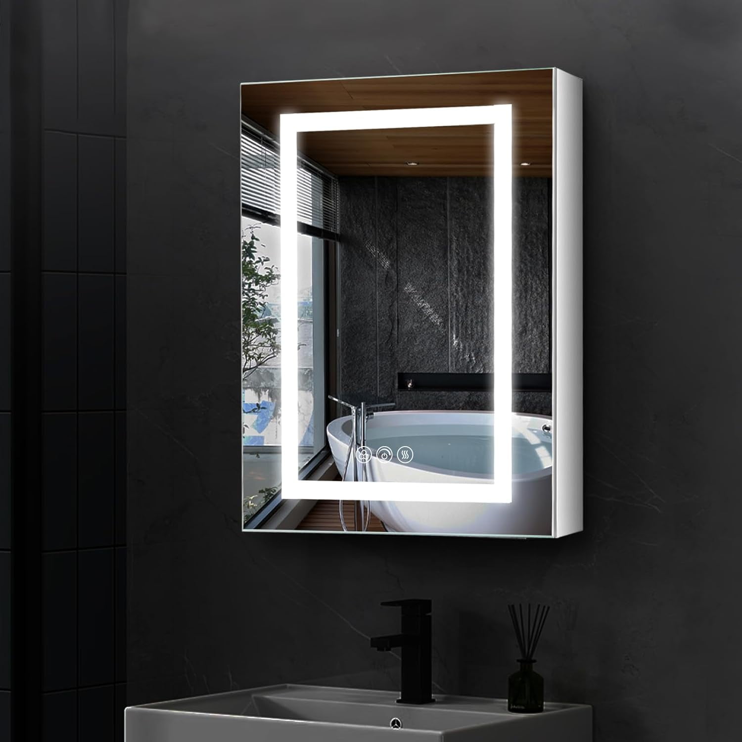 Lighted Medicine with Outlet，20x26 Inch Recessed Or Surface