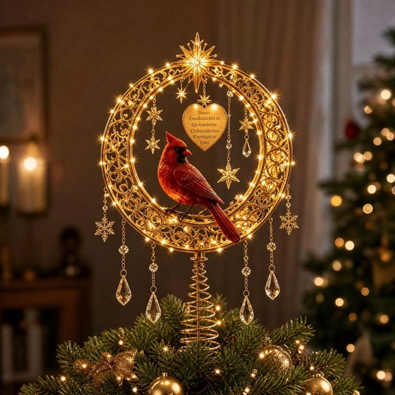 Lighted Memorial Christmas Tree Topper Collection, Warm LED Glow Tree Top Ornament, Remembrance‑themed Tree Decoration for Xmas Holiday Home Indoor Christmas Tree Decor