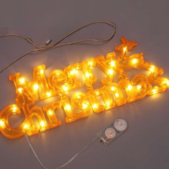 Lighted Merry Christmas Sign for Wreath 11", Christmas Decorations Battery Powered (Not Included) Warm White Christmas Hanging Ornament for Xmas Tree Front Door Porch Window Fireplace Mantel