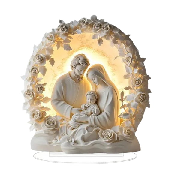 Lighted Nativity Scene Figurine, Inspirational Jesus Gift Collection for Home Decor Artwork Housewarming Gift,Easter Tabletop Centerpiece