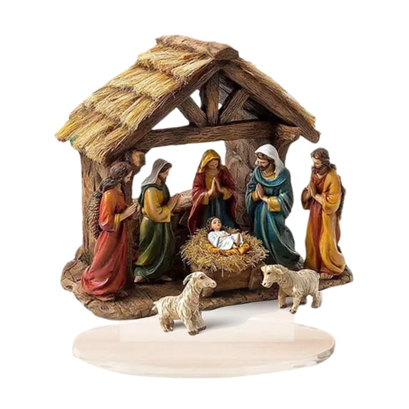 Lighted Nativity Scene Figurine, Inspirational Jesus Gift Collection for Home Decor Artwork Housewarming Gift,Easter Tabletop Centerpiece