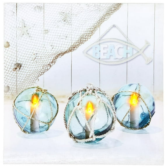 Coastal Lighted Canvas Wall Art - Buoys, Candle, or Coastal
