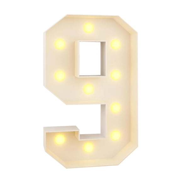 Lighted Number 9, 36.0 Inch Foldable Snap Led Light Up Number, For Party Birthday Backdrop Decor, 1 Pack