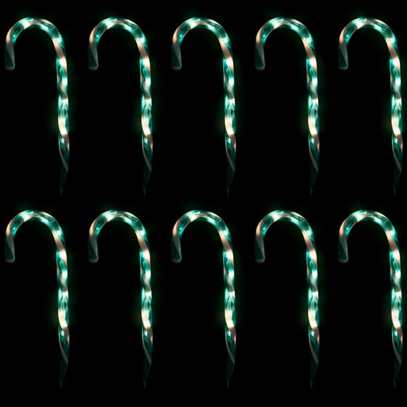 Northlight Lighted Outdoor Candy Cane Christmas Pathway Markers - 12" - Green - Set of 10