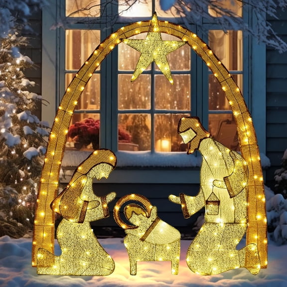 Lighted Outdoor Nativity Scene- Christmas Holy Family Yard Decoration, Large Christmas Holy Family Set for Yard Lawn Garden Outside Decor and Home Holiday Party$$Garden & Patio