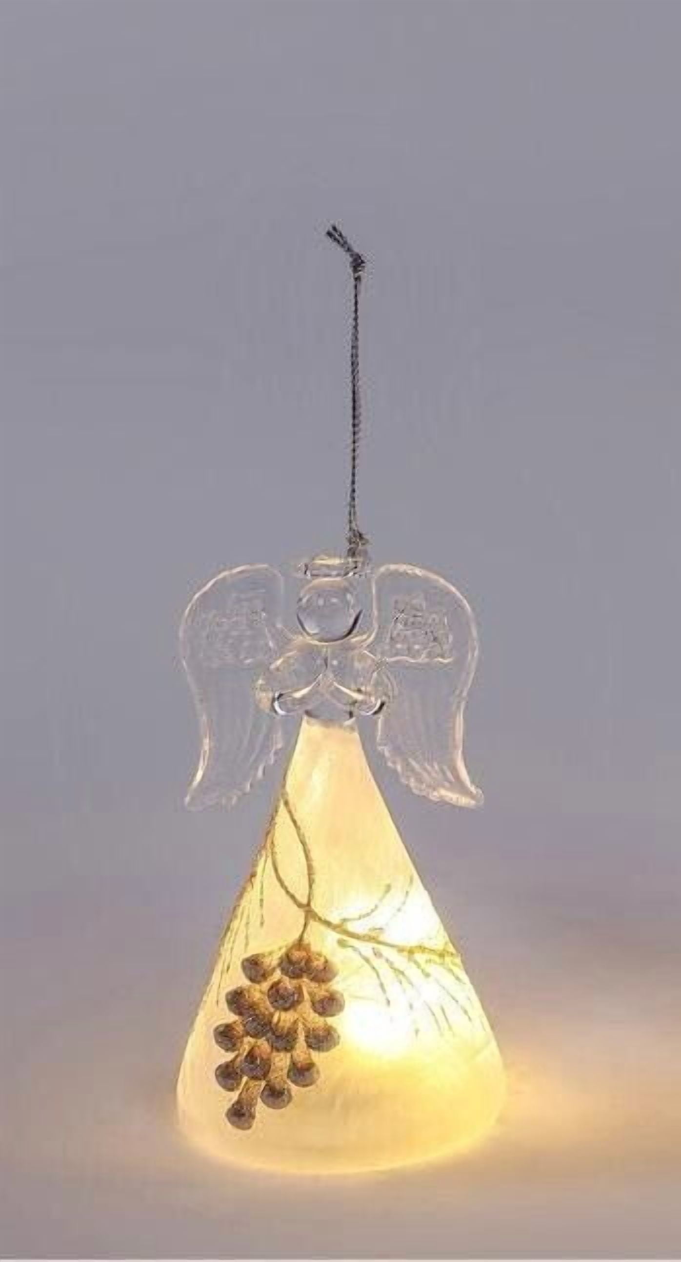 Lighted PINECONE ANGEL Glass LED Christmas Ornament, by Special T Imports