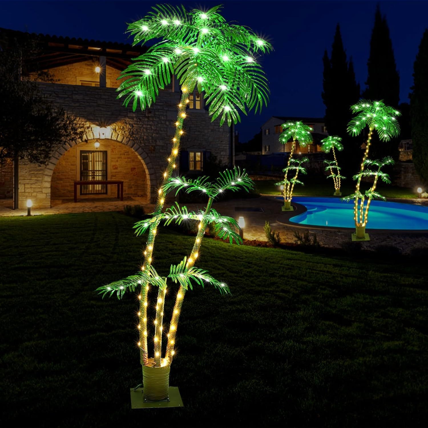 Lighted Palm Tree, 6FT Palm Trees for Outside Patio, Christmas Palm
