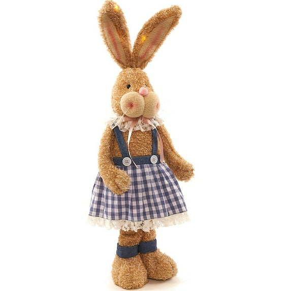 Bunny Plush Figure Lighted 20 Inch Tall Or Lighted Carrot Garland - Bunny in Dress