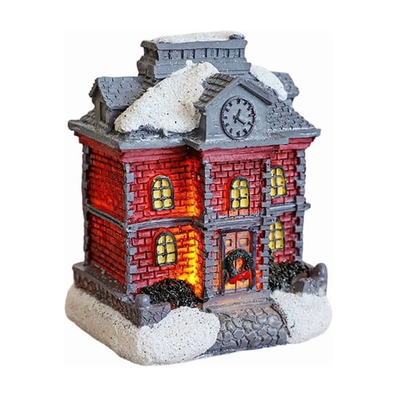 Lighted Resin Christmas House, Mini Colorful Village Cottage Figurine for Tabletops, Shelves, Mantels and Holiday Gift Displays