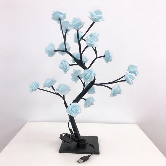 Lighted Rose Bonsai Tree Lamp, LED Romantic Glowing Rose Tabletop Light, Decorative Desktop Ornament for Home Office Party, Perfect Festival Gift