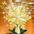 thumbnail image 1 of Lighted Rotating Snowflake Christmas Tree Topper with 6 Projected Patterns, 3D Hollow Glitter, Gold (Xmas Decor), 1 of 7