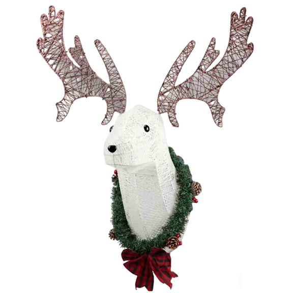 Lighted Rudolph Reindeer Head Wreath Wall Hanging Decor For Christmas Holiday Decoration With Led String Lights 1-Piece Wreath Weighs 0.71 Pounds