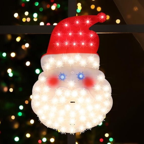 Lighted Santa Christmas Window Silhouette Decoration Outdoor Holiday ...