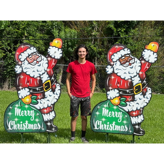 Lighted Santa Christmas Yard Art